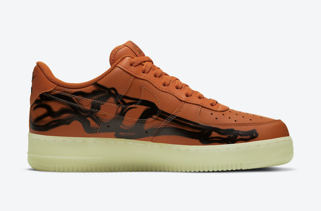 Nike Air Force 1'07 Skeleton QS Orange Black Running Shoes CU8067-800 - Febsale