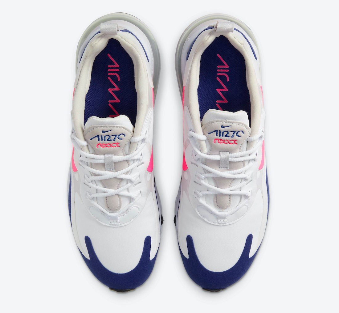 Nike Air Max 270 React White Navy Pink CU7833-101 Release Date Info