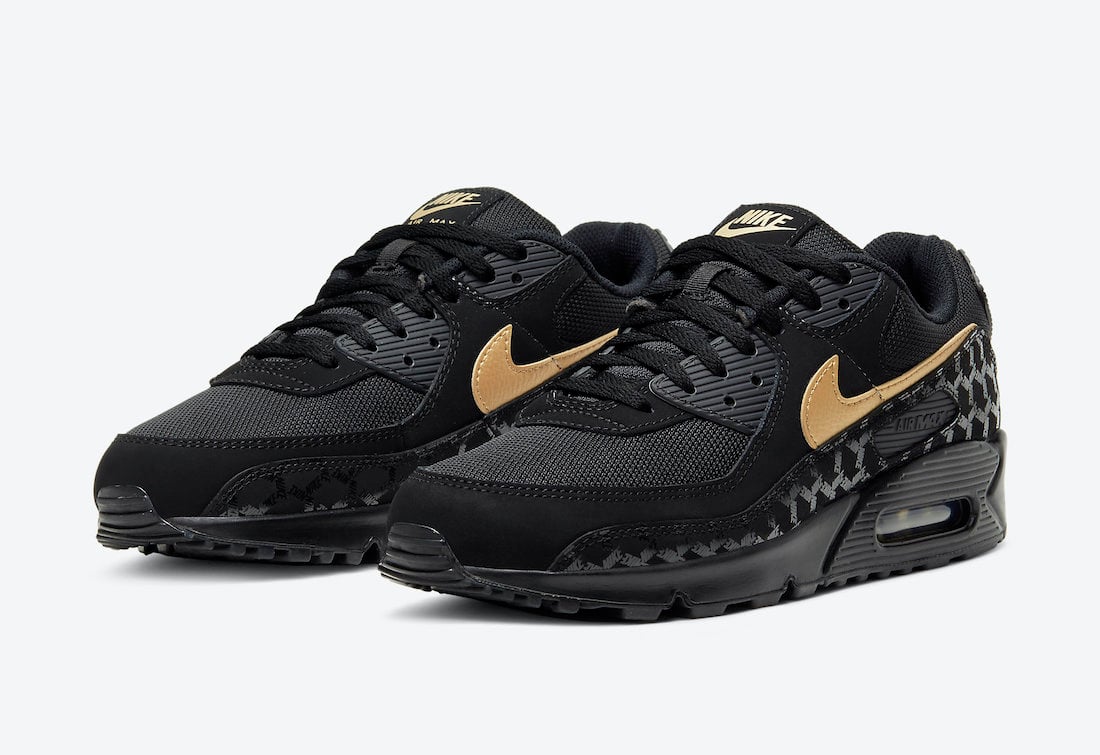 Nike Air Max 90 in Black and Gold Features Repeated Branding