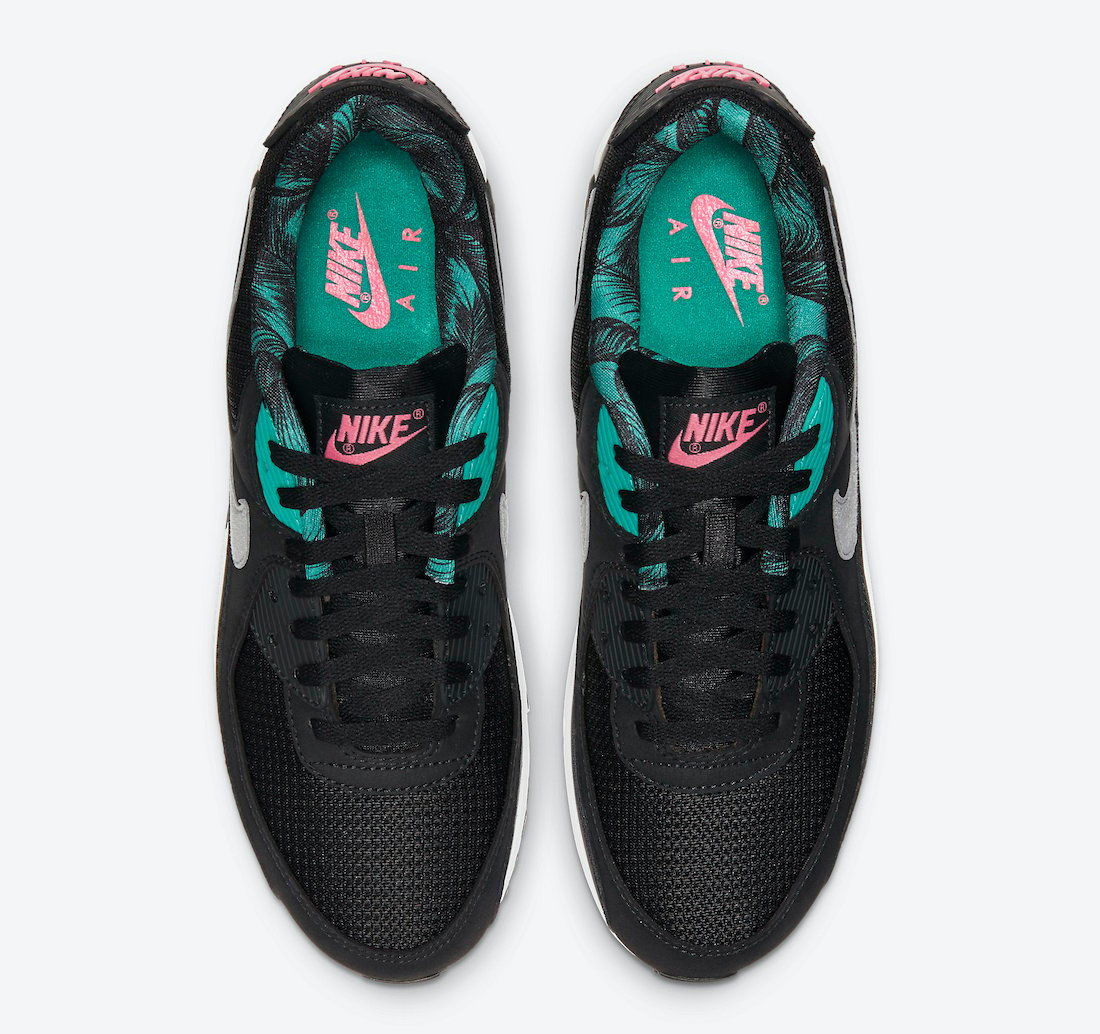 Nike Air Max 90 Black Teal Pink Palm Trees DC0958-001 Release Date Info