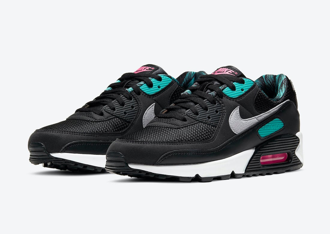 twaalf Gepensioneerde bank Nike Air Max 90 Black Teal Pink Palm Trees DC0958-001 Release Date Info |  SneakerFiles