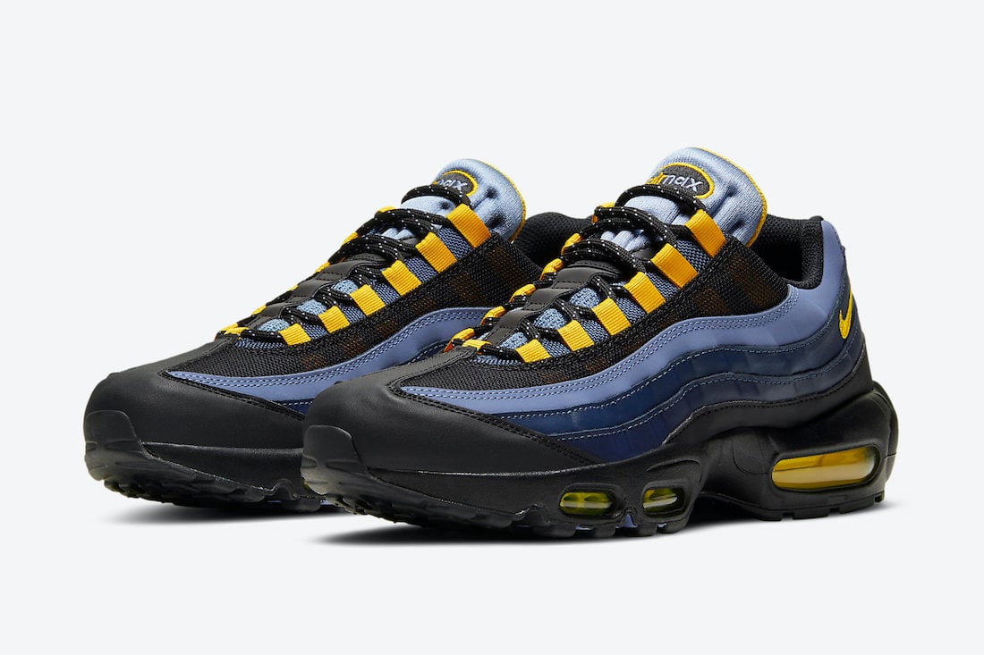 Nike Air Max 95 Black Navy Sky Blue Yellow CT1805-400 Release Date Info