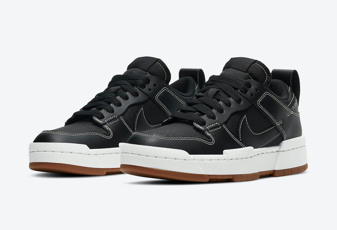 Nike Dunk Low Disrupt in Black and White with Gum Outsoles