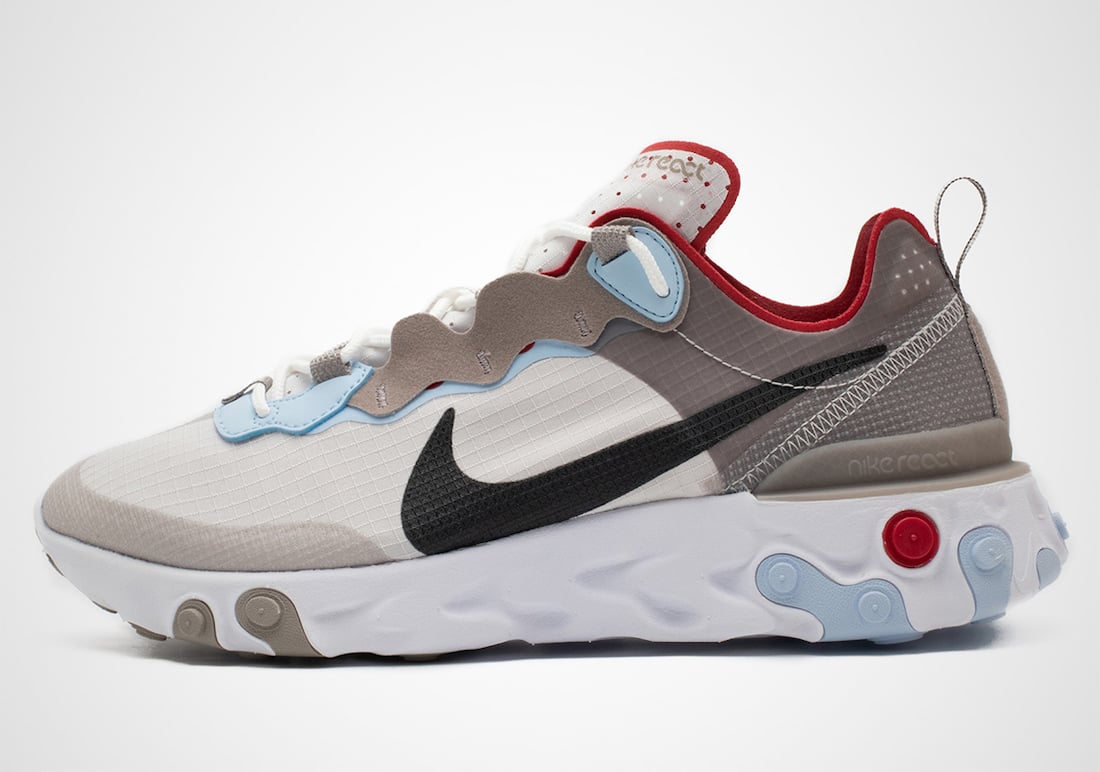 nike beige and red react element 55 trainers