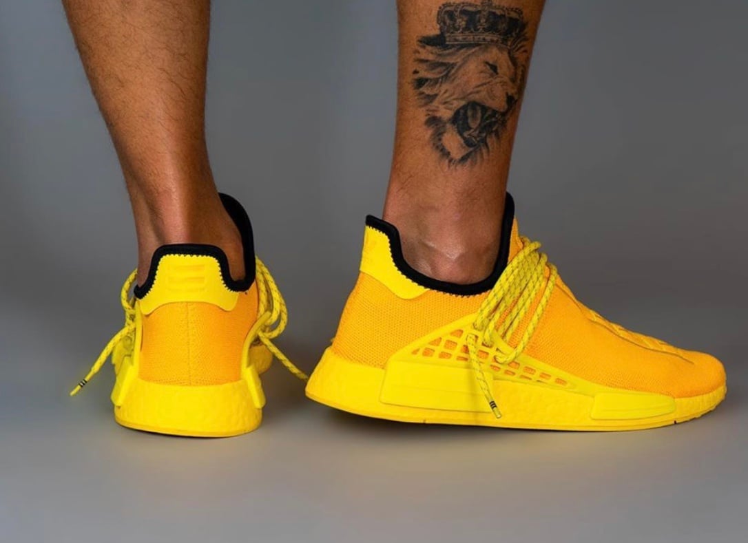 Pharrell adidas NMD Hu Yellow GY0091 On Feet
