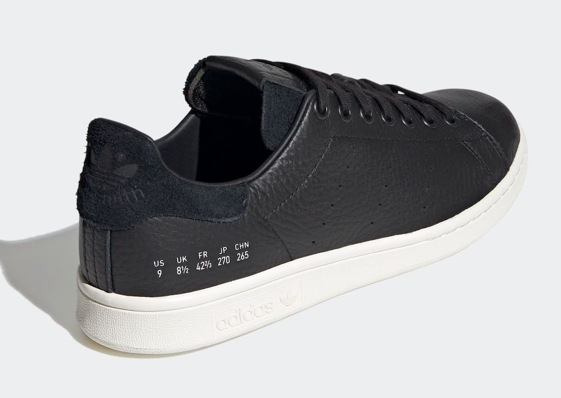 adidas Stan Smith in Black with Size Chart Branding