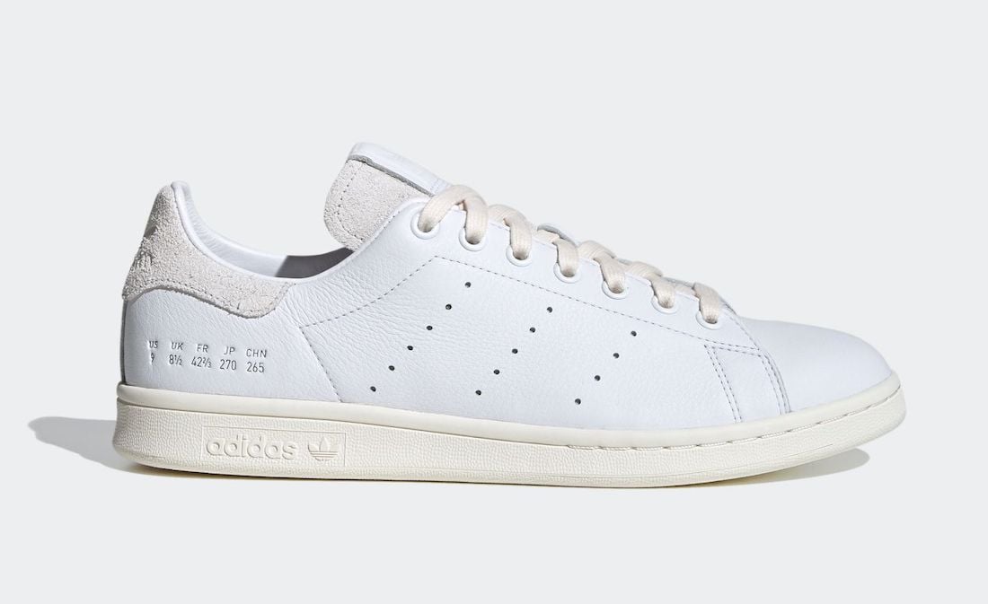 adidas Stan Smith in White with Size Chart Branding
