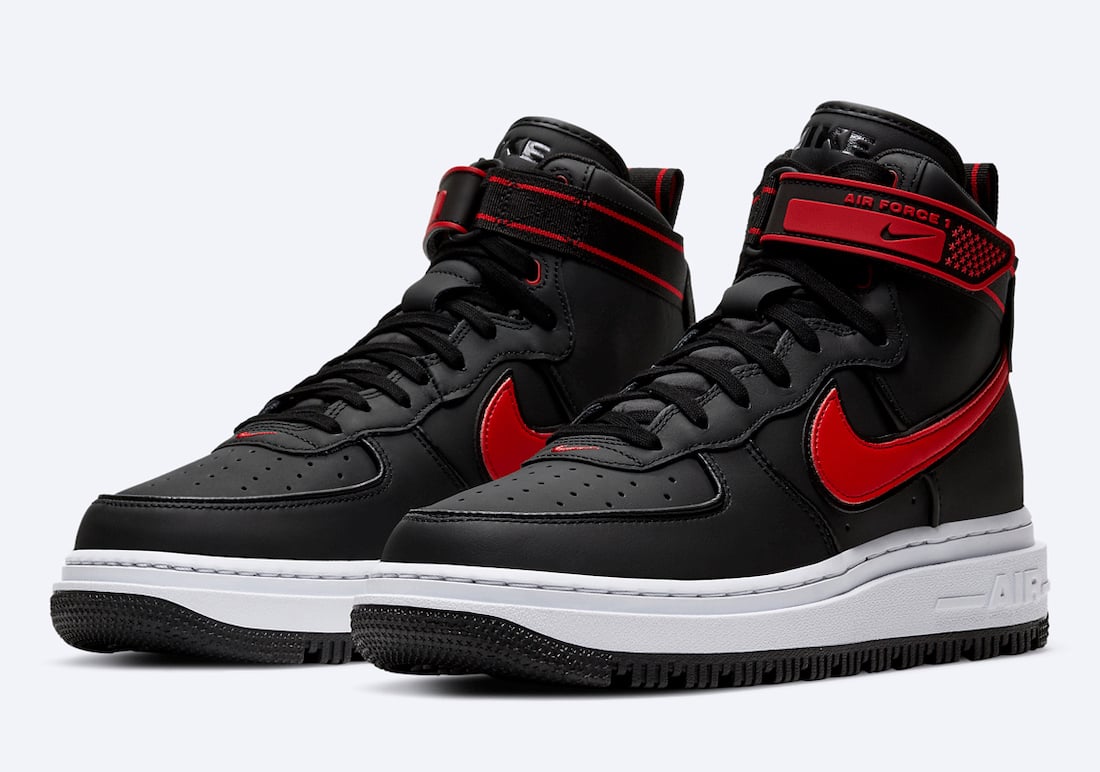 nike air force 1 red and black high