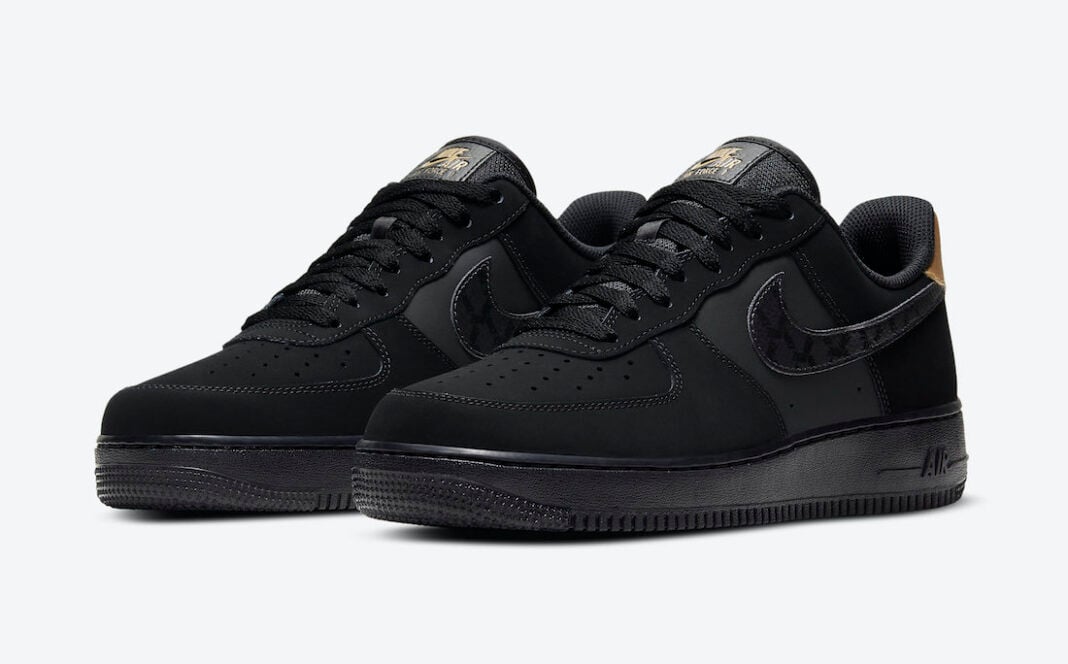 nike air force 1 black with gold swoosh
