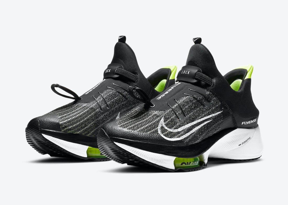 Nike Air Zoom Tempo NEXT% FlyEase in Black, White and Volt