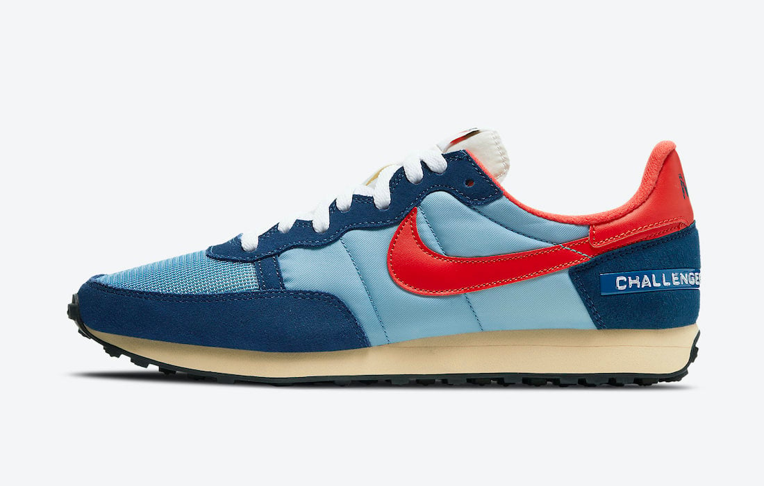 Nike Challenger OG ‘Label maker’ in Light Blue and Habanero Red