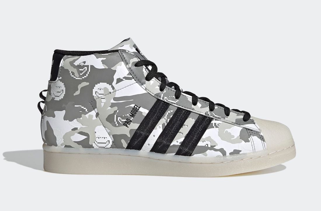 This adidas Pro Model Features Camo and Smiling Emoji Print