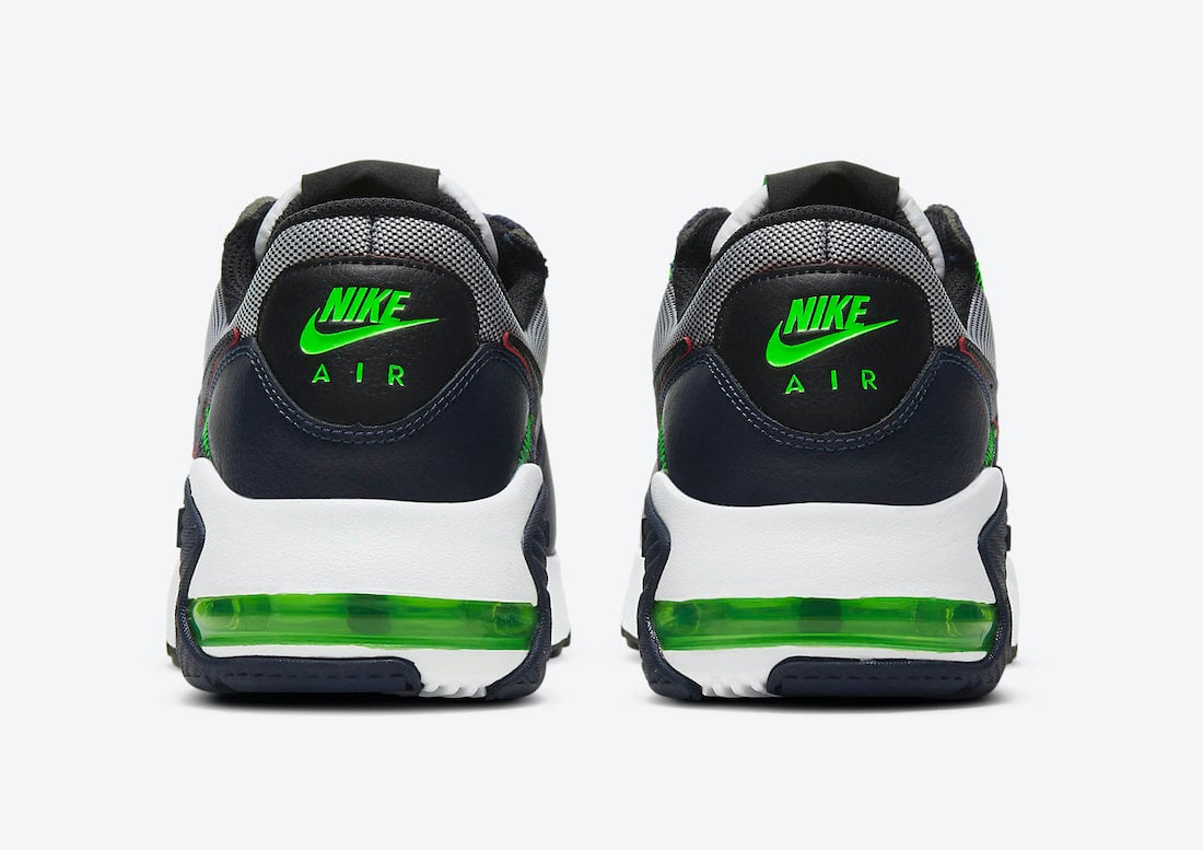 navy blue and lime green air max