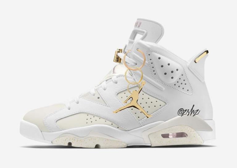TÃªnis Air Jordan 6 Retro Women Gold Hoops