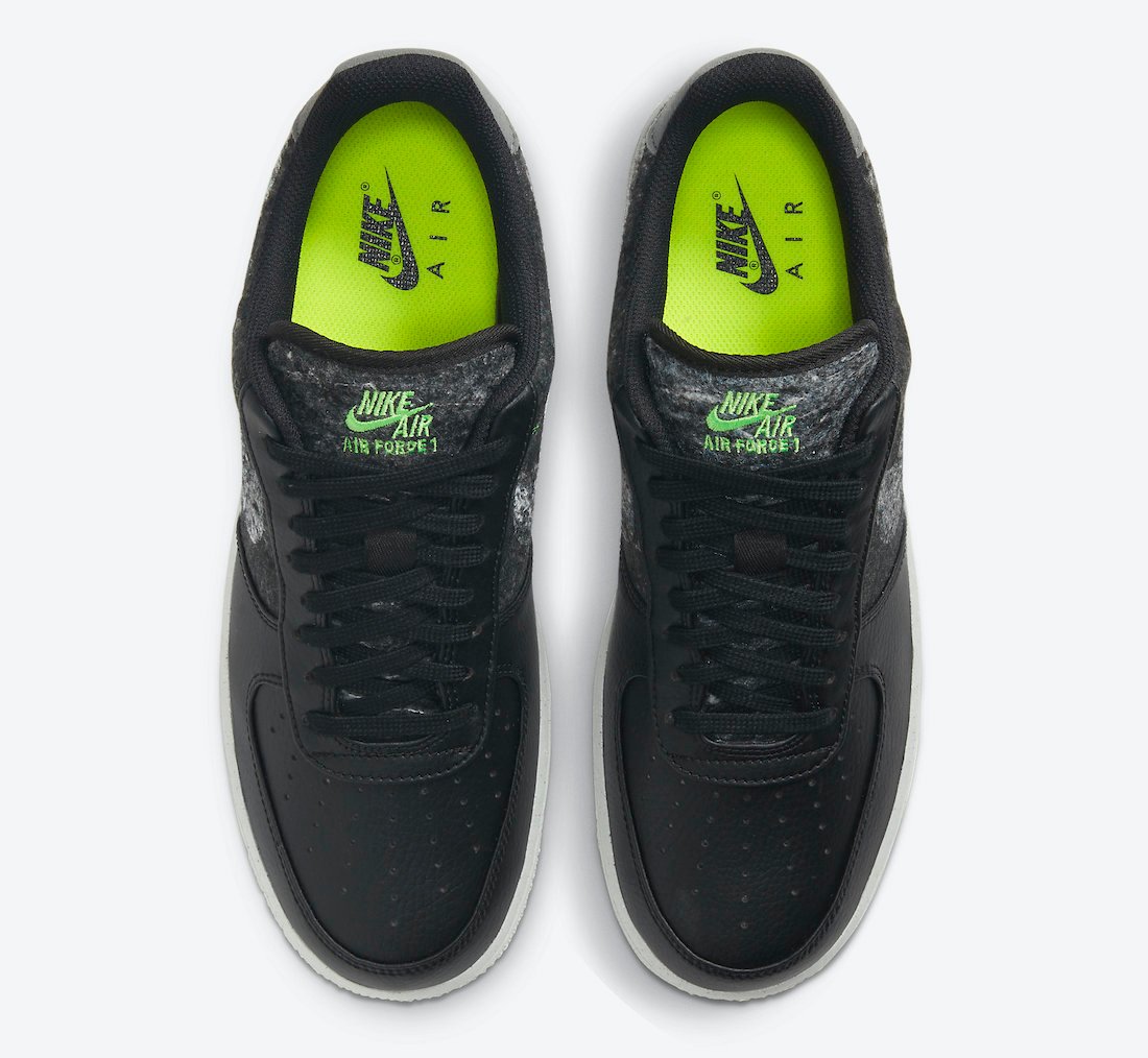 Nike Air Force 1 07 LV8 Black Electric Green CV1698-001 Release Date Info