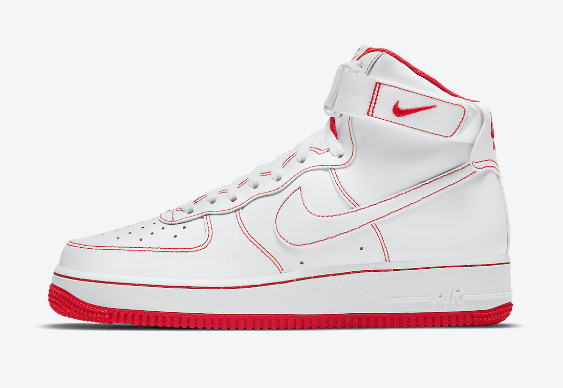 nike air force 1 high top white and red