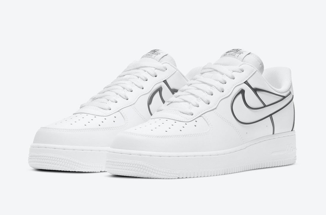 white air forces with black outline