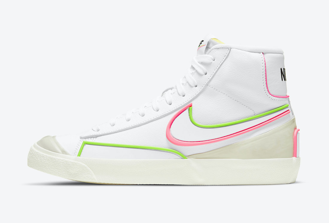 Nike Blazer Mid 77 Infinite White Electric Green Sunset Pulse DC1746-102 Release Date Info