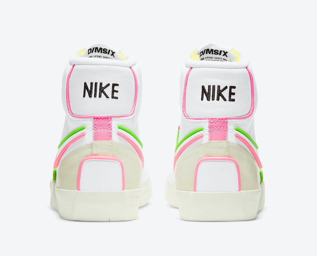 Nike Blazer Mid 77 Infinite White Electric Green Sunset Pulse DC1746-102 Release Date Info