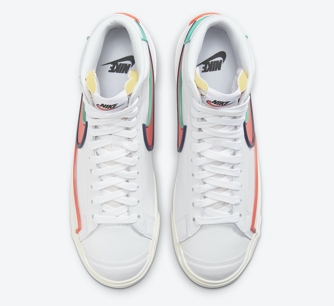 Nike Blazer Mid 77 Infinite White Teal Crimson Blue DA7233-102 Release Date Info