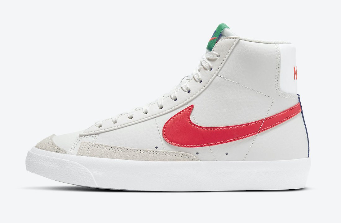 Nike Blazer Mid 77 Kids Blue Green Crimson DA4086-004 Release Date Info