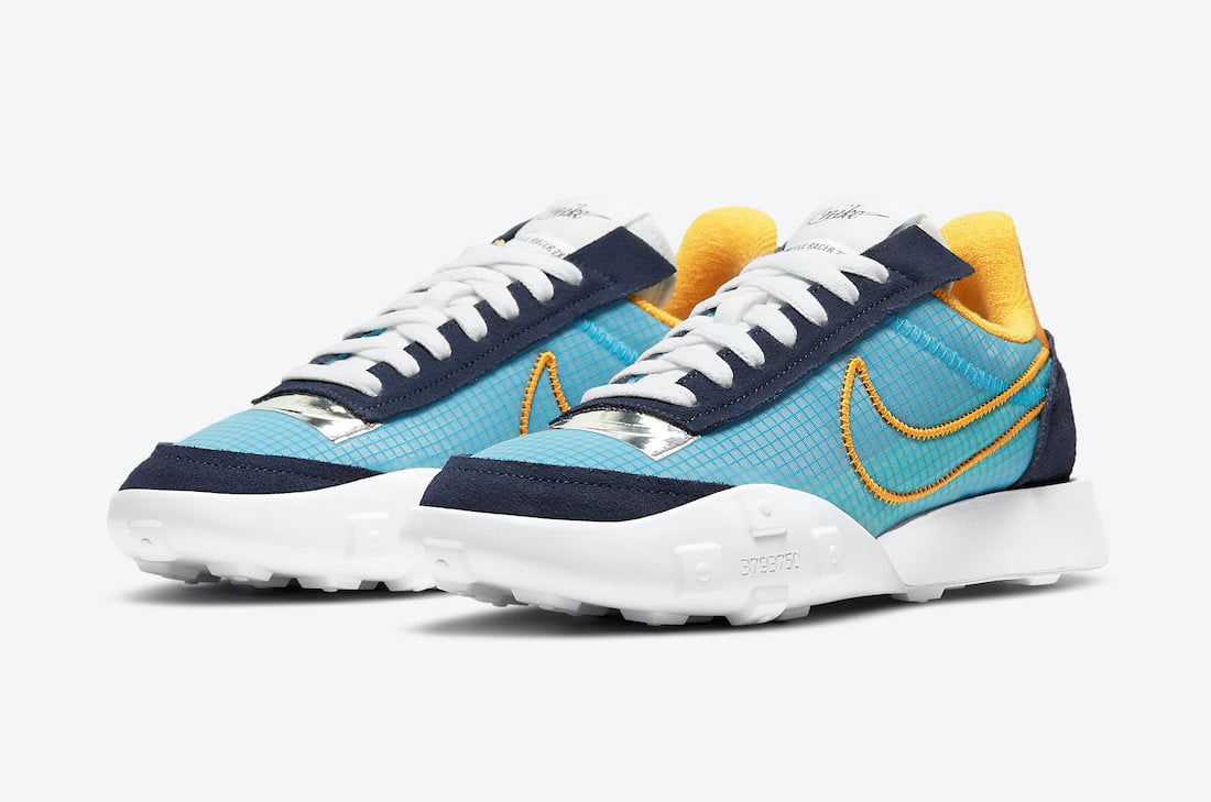 Nike Waffle Racer 2X in Blackened Blue and University Gold