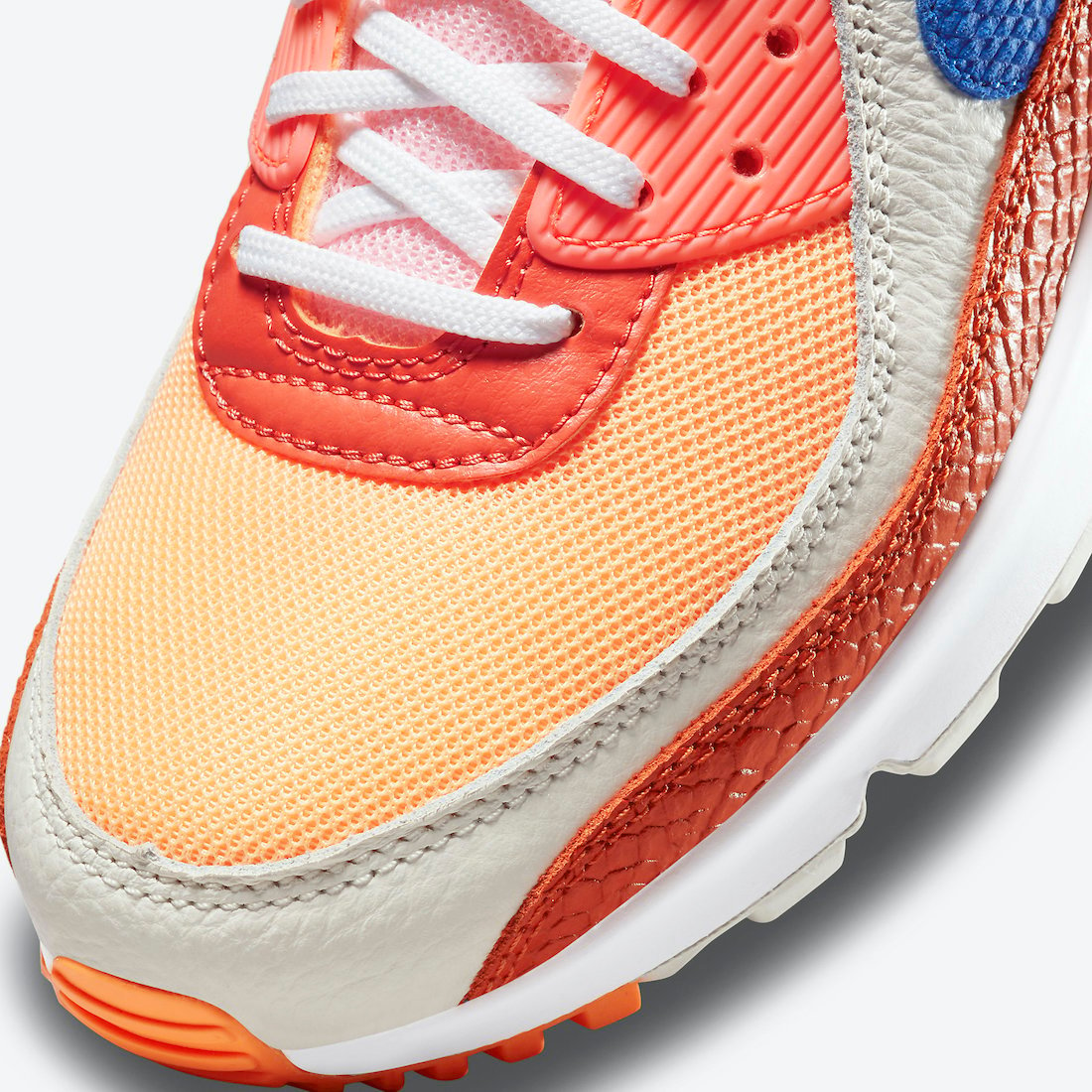 Nike Air Max 90 Snakeskin Campfire Orange Racer Blue Sail DJ8517-800 Release Date Info