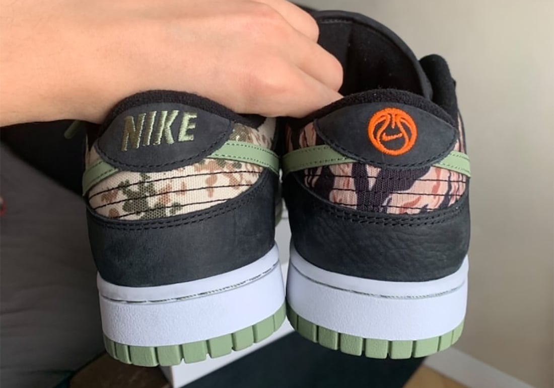 Nike Dunk Low SE Black Oil Green White Total Orange DH0957-001 Release Date Info