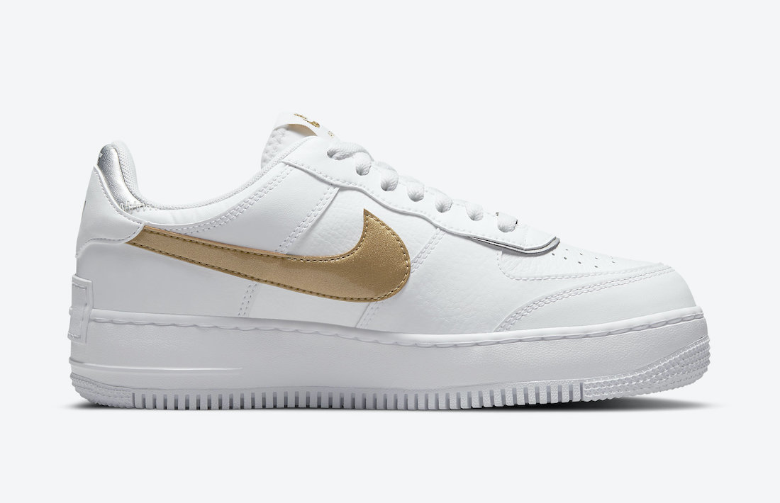 Nike Air Force 1 Shadow White Metallic Gold Silver DM3064-100 Release Date Info