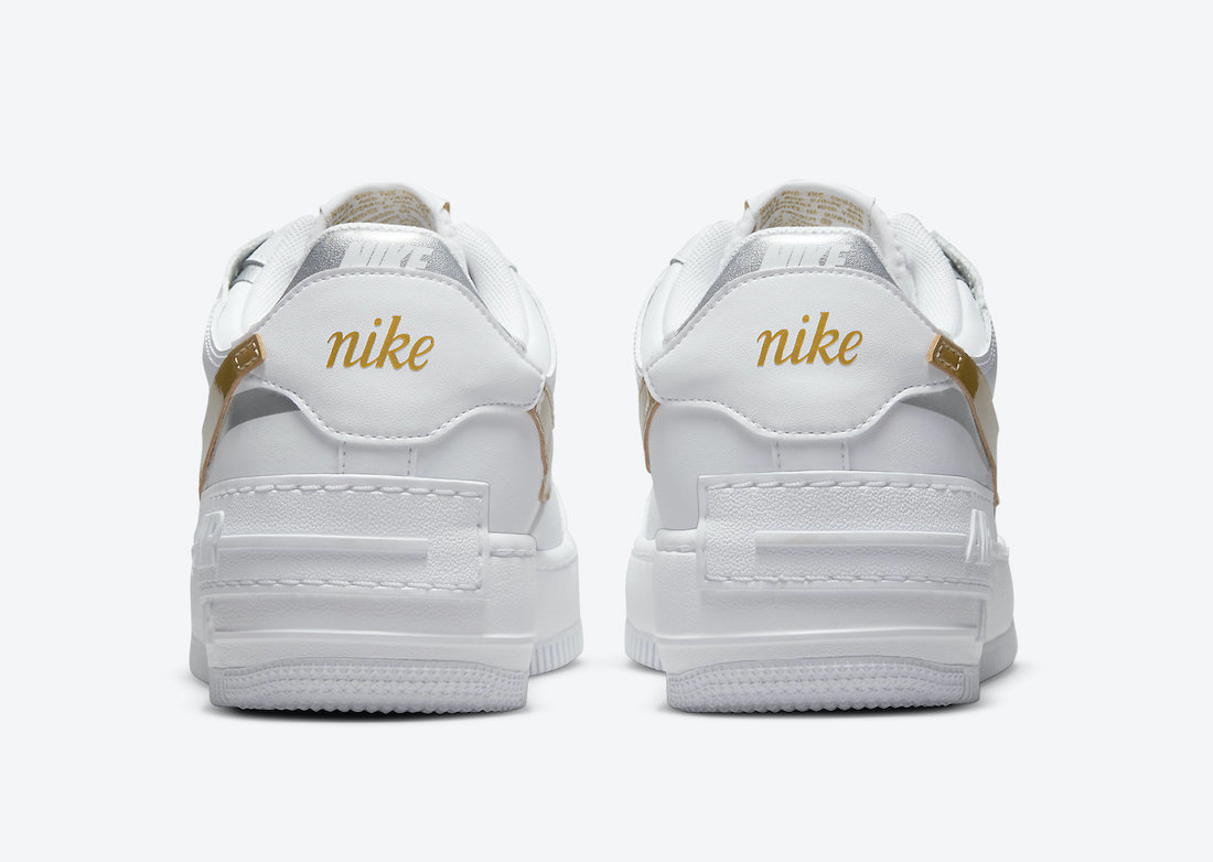 Nike Air Force 1 Shadow White Metallic Gold Silver DM3064-100 Release Date Info