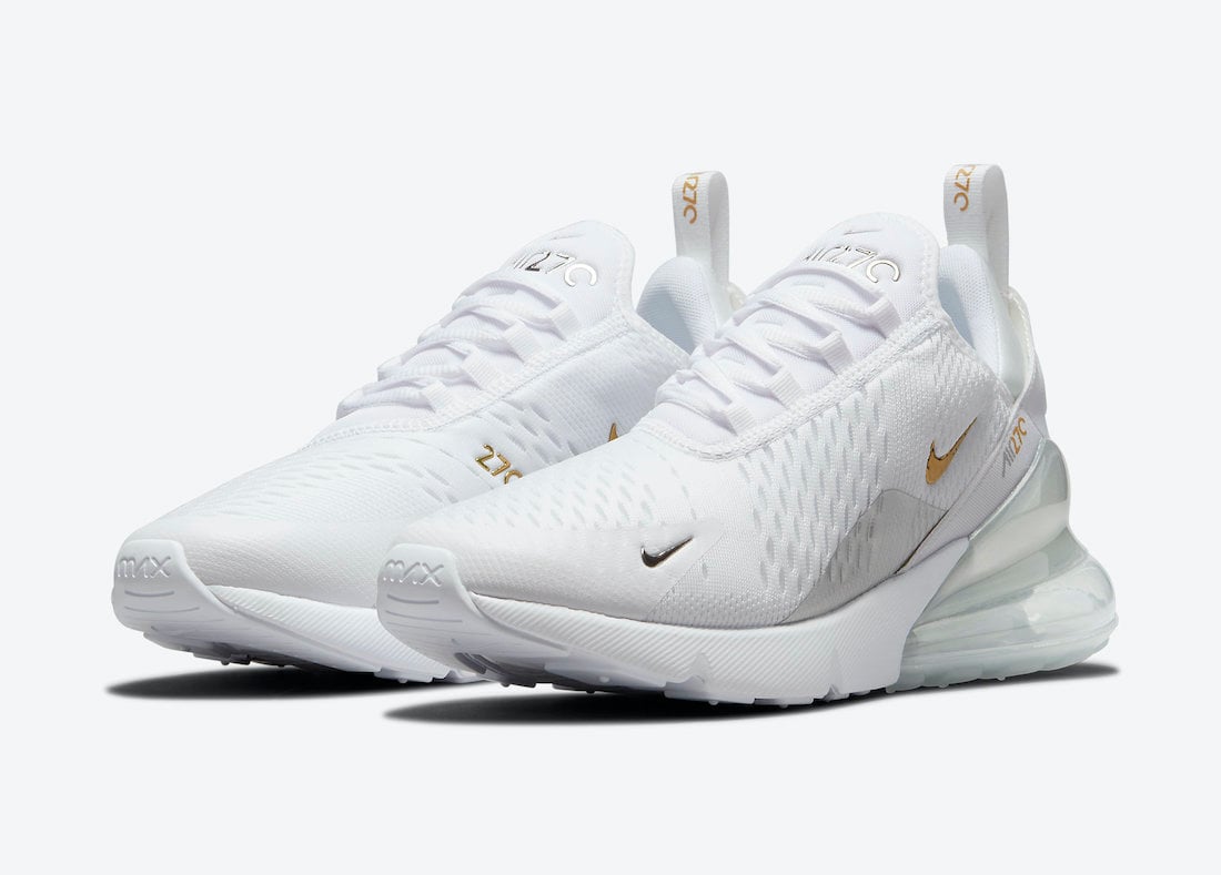 Nike Air Max 270 in White with Silver and Gold Detailing