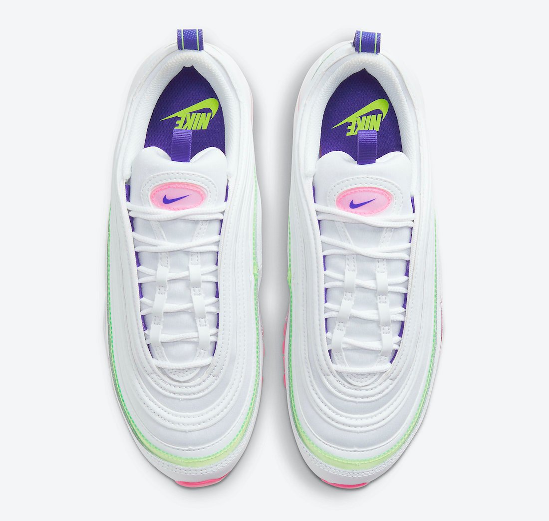 Nike Air Max 97 Womens White Green Purple Pink DH0251-100 Release Date Info