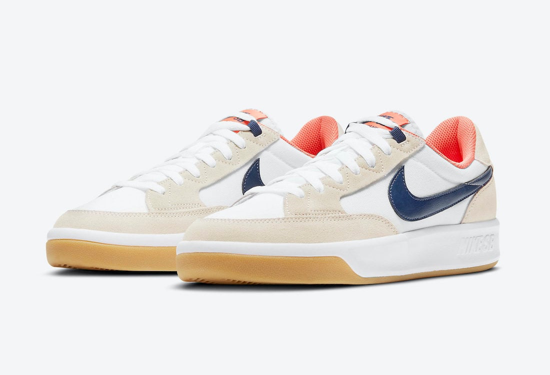 Nike SB Adversary Premium White Turf Orange Midnight Navy CW7456-102 Release Date Info