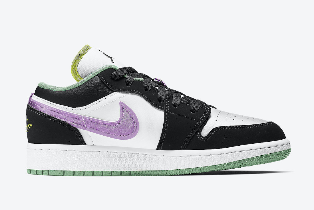 Air Jordan 1 Low GS White Black Green Glow 553560-151 Release Date Info