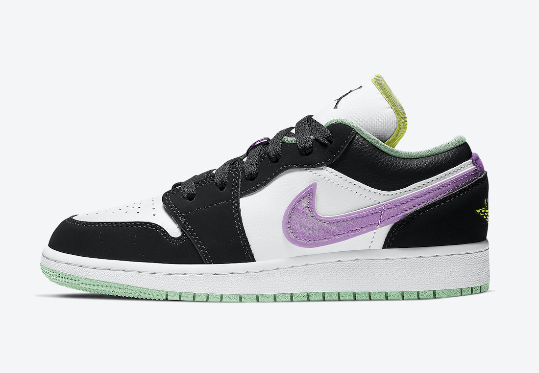 Air Jordan 1 Low GS White Black Green Glow 553560-151 Release Date Info