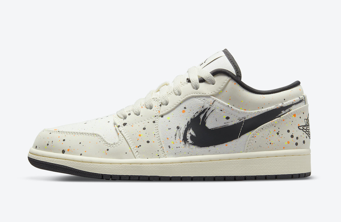 Air Jordan 1 Low Paint Splatter Brushstroke Swoosh DM3528-100 Release Date Info