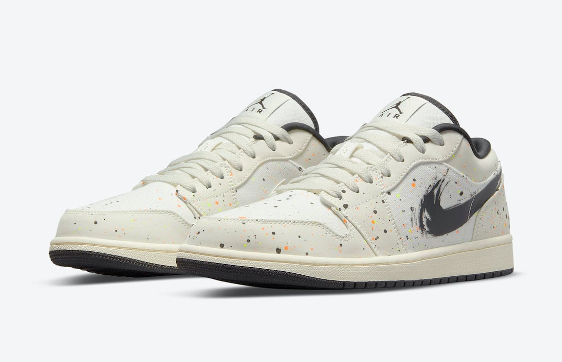 Air Jordan 1 Low Releasing with Paint Splatter and Brushstroke Swooshes