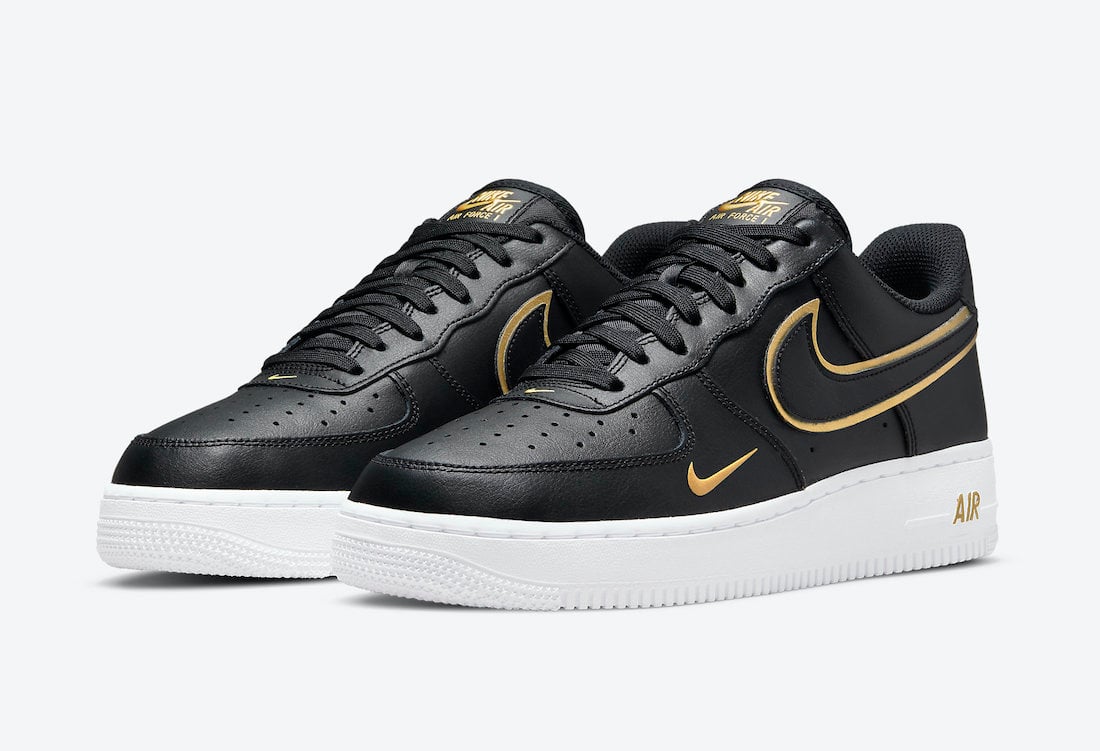 Nike Air Force 1 Low Black White Gold DA8481-001 Release Date Info