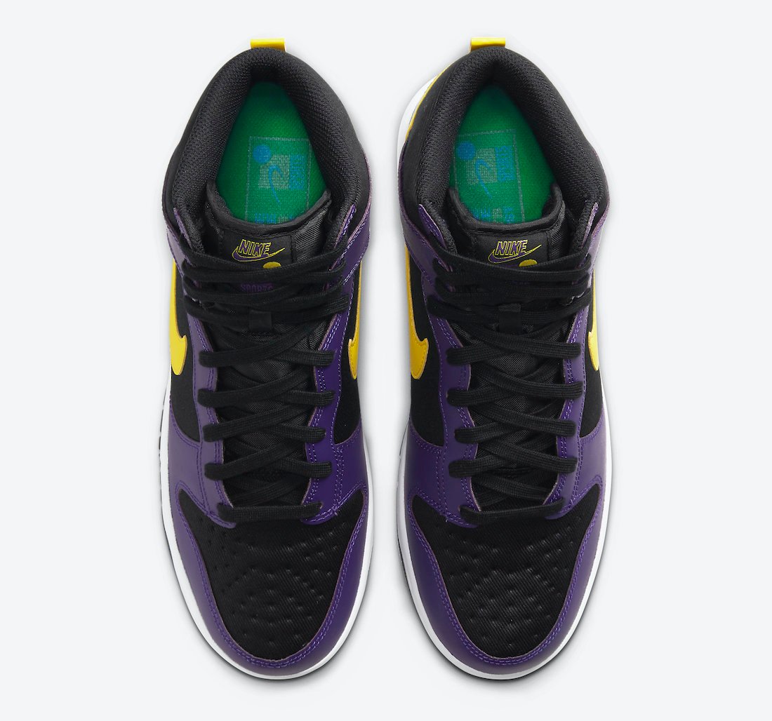 Nike Dunk High EMB Lakers DH0642-001 Release Date Info