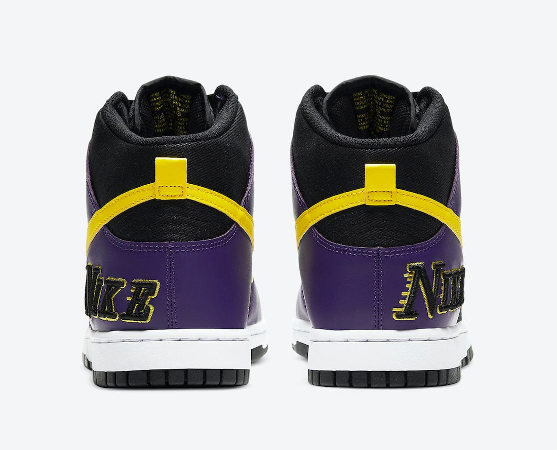 Nike Dunk High EMB Lakers DH0642-001 Release Date Info