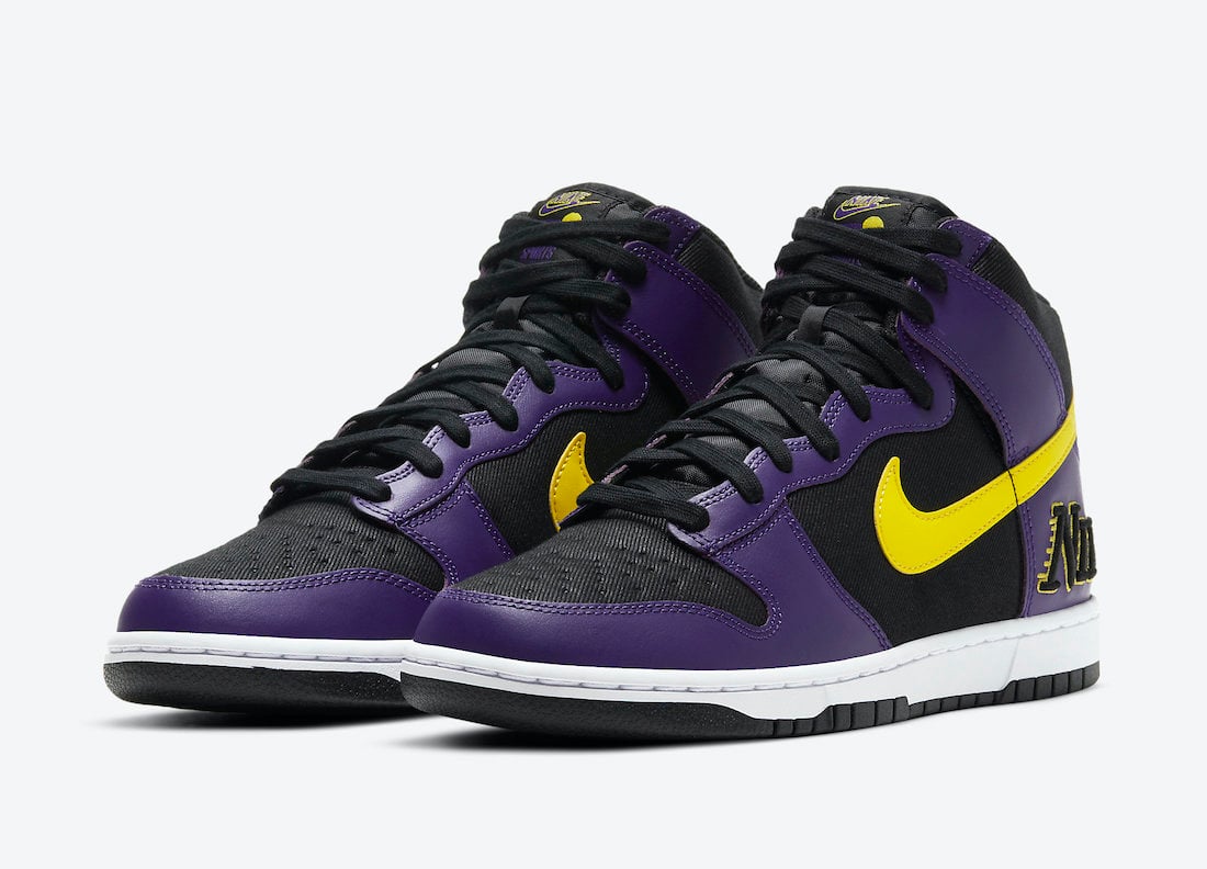 Nike Dunk High EMB Lakers DH0642-001 Release Date Info