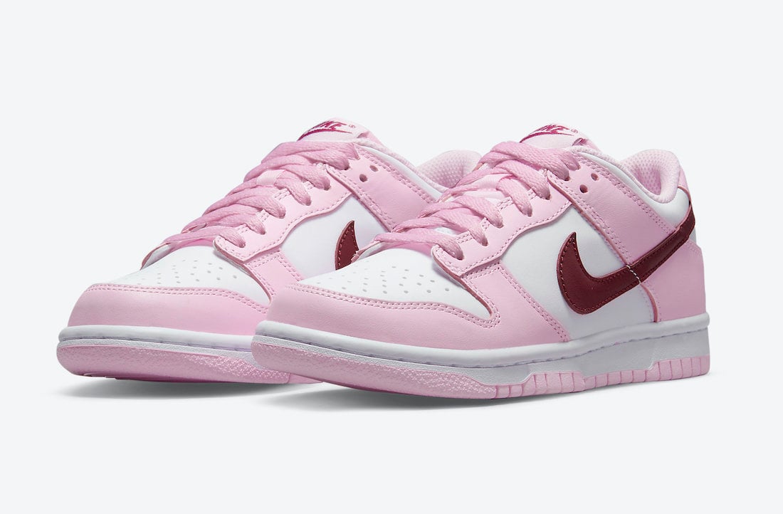 Nike Dunk Low GS White Pink Red CW1590-601 Release Date Info
