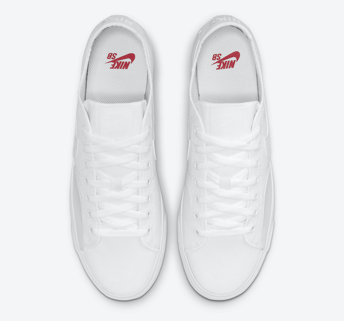 Nike SB Blazer Court Triple White CV1658-102 Release Date Info