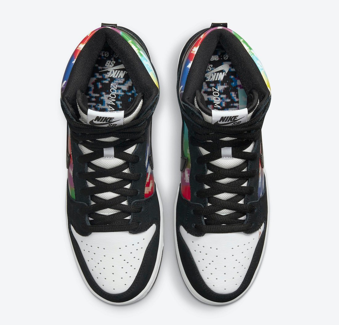 Nike SB Dunk High TV Signal Color Bars CZ2253-100 Release Date