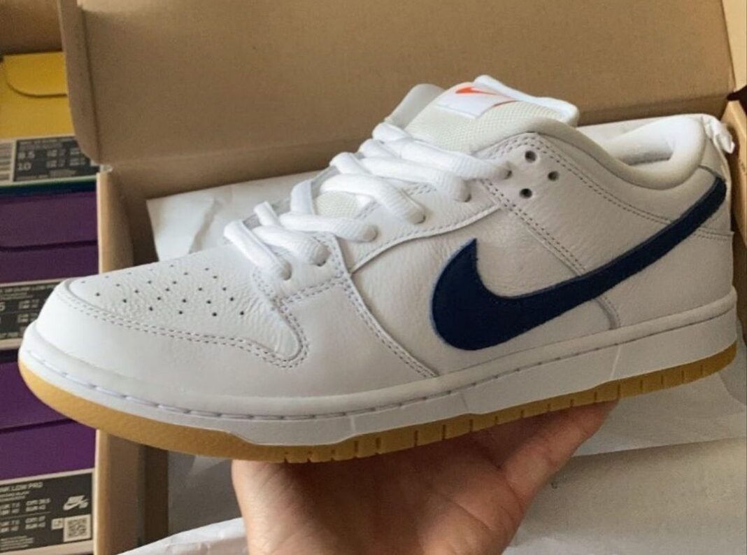 Nike SB Dunk Low Orange Label White Navy Gum Release Date Info | SneakerFiles