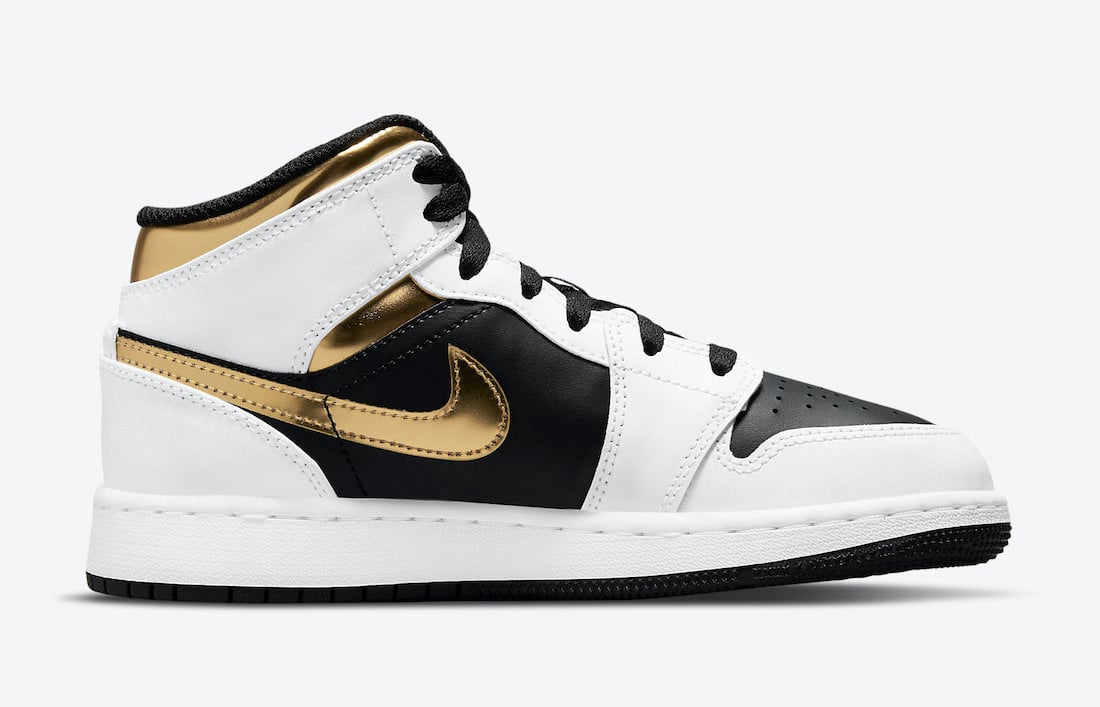 Air Jordan 1 Mid GS White Black Gold 554725-190 Release Date Info