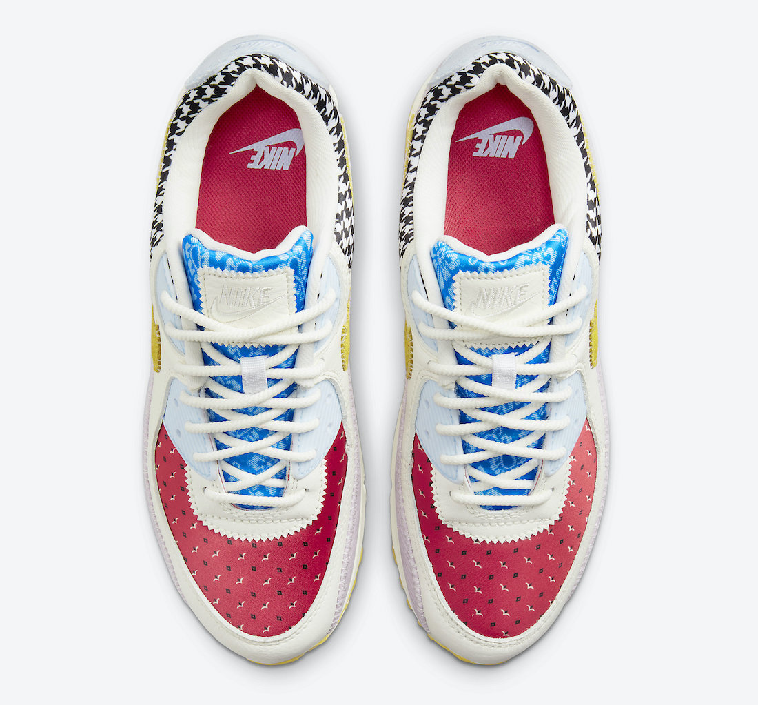 Nike Air Max 90 Sail Blue Red Pink Yellow DM8075-100 Release Date Info