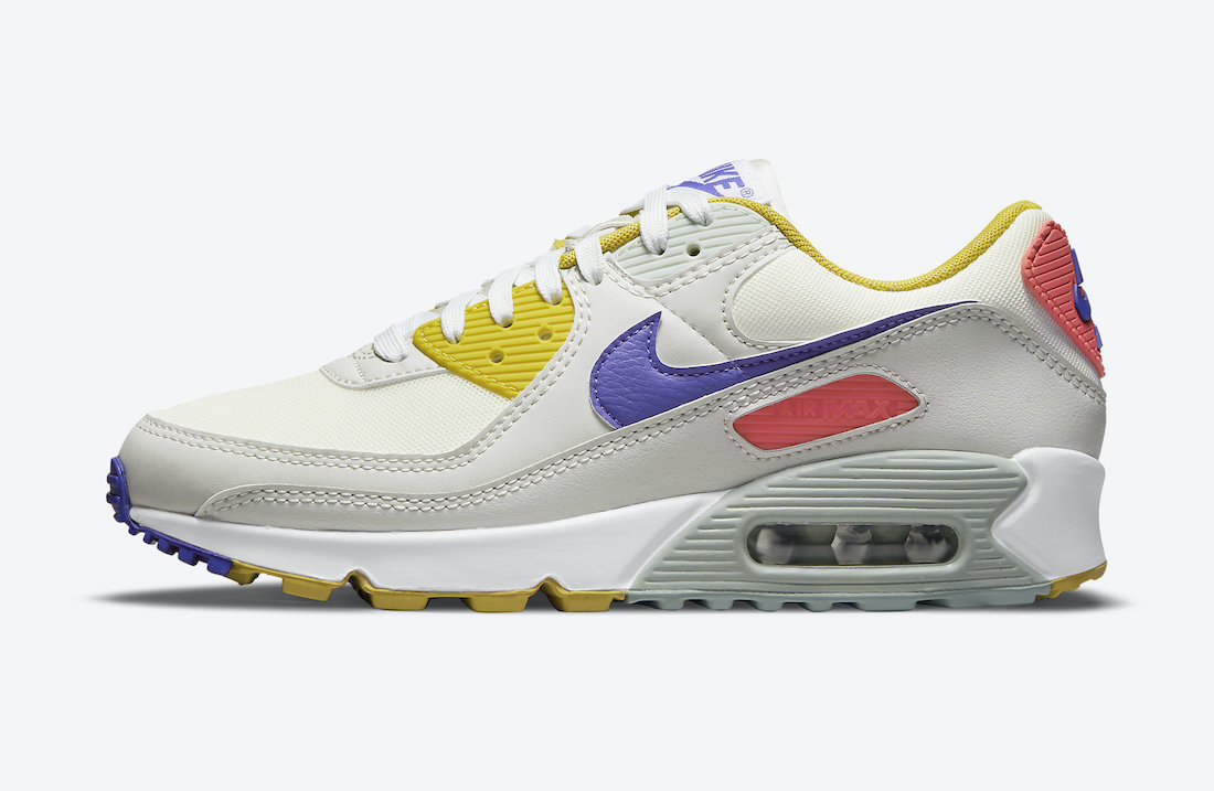 Nike Air Max 90 White Yellow Purple Pink DA8726-100 Release Date Info