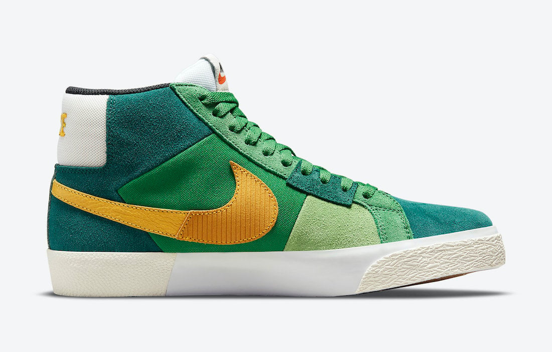 Nike SB Blazer Mid Mosaic Green Yellow DA8854-300 Release Date Info