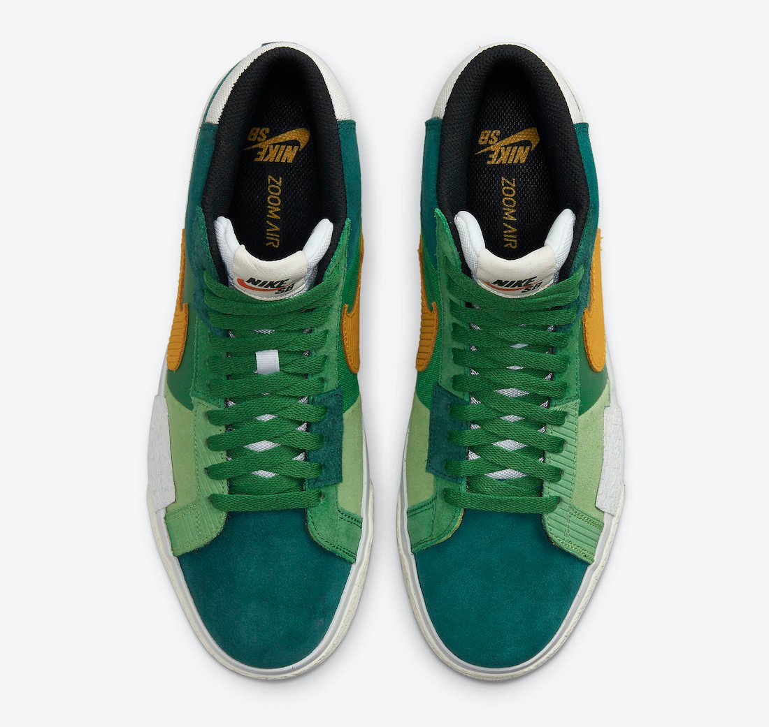 Nike SB Blazer Mid Mosaic Green Yellow DA8854-300 Release Date Info